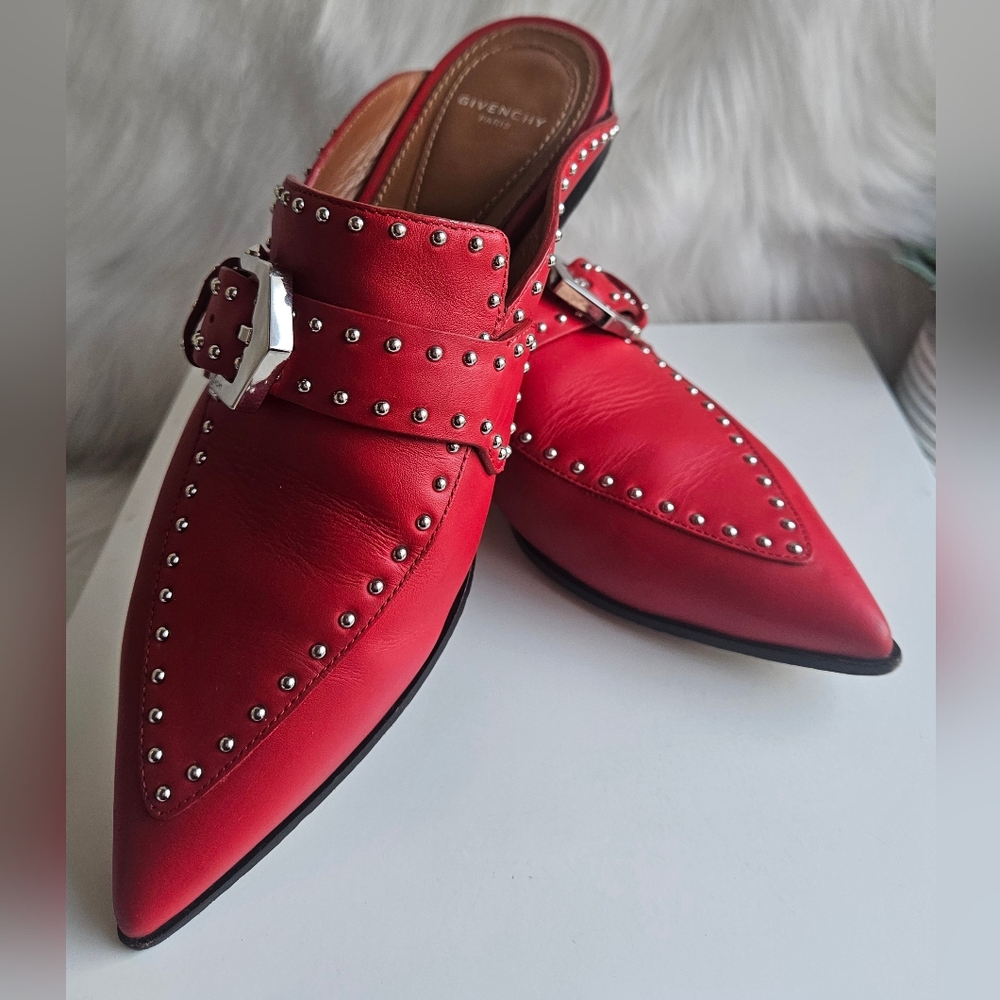 Givenchy Red Studded Mules